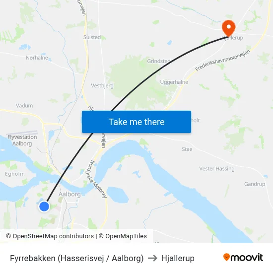 Fyrrebakken (Hasserisvej / Aalborg) to Hjallerup map