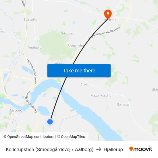 Kollerupstien (Smedegårdsvej / Aalborg) to Hjallerup map