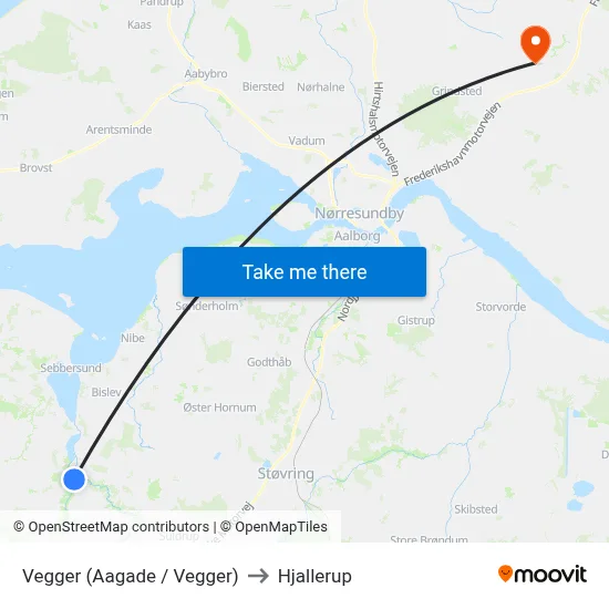 Vegger (Aagade / Vegger) to Hjallerup map