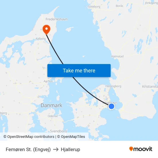 Femøren St. (Engvej) to Hjallerup map