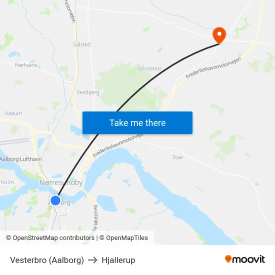 Vesterbro (Aalborg) to Hjallerup map