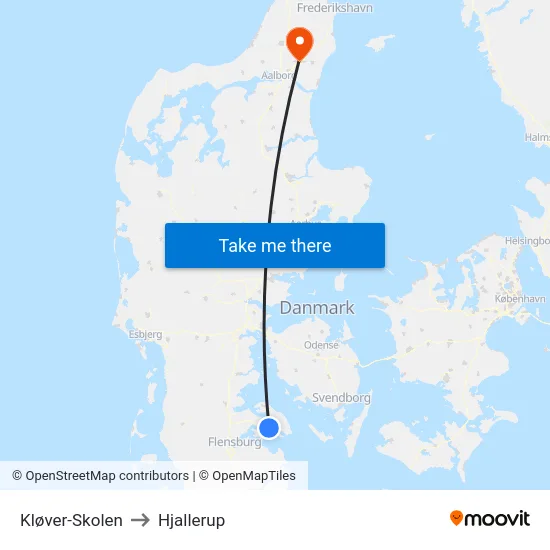 Kløver-Skolen to Hjallerup map