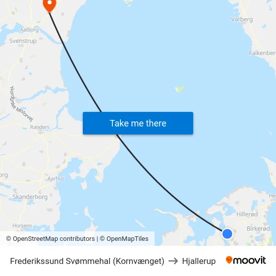 Frederikssund Svømmehal (Kornvænget) to Hjallerup map