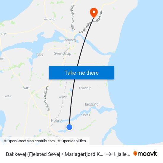 Bakkevej (Fjelsted Søvej / Mariagerfjord Kommune) to Hjallerup map