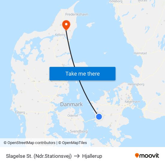 Slagelse St. (Ndr.Stationsvej) to Hjallerup map