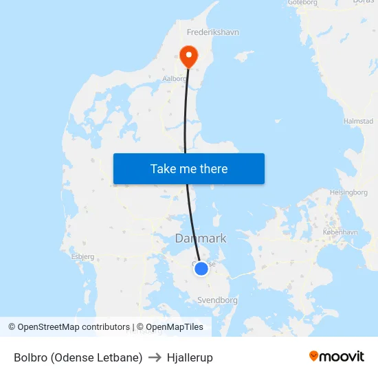 Bolbro (Odense Letbane) to Hjallerup map
