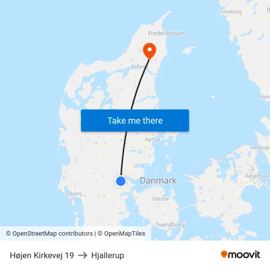 Højen Kirkevej 19 to Hjallerup map