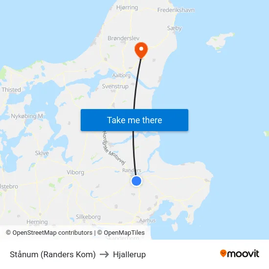 Stånum (Randers Kom) to Hjallerup map