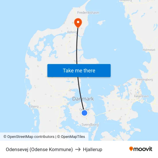 Odensevej (Odense Kommune) to Hjallerup map