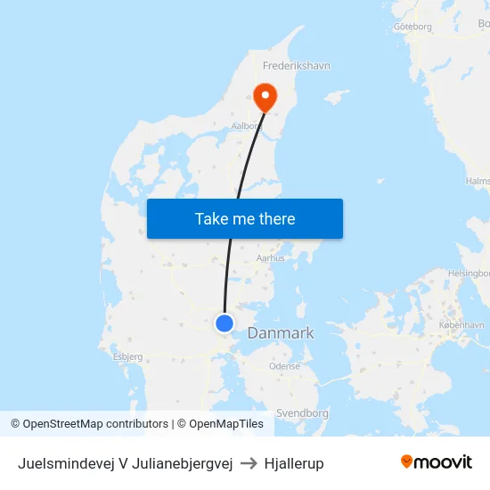 Juelsmindevej V Julianebjergvej to Hjallerup map