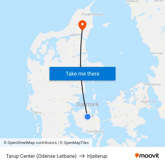 Tarup Center (Odense Letbane) to Hjallerup map