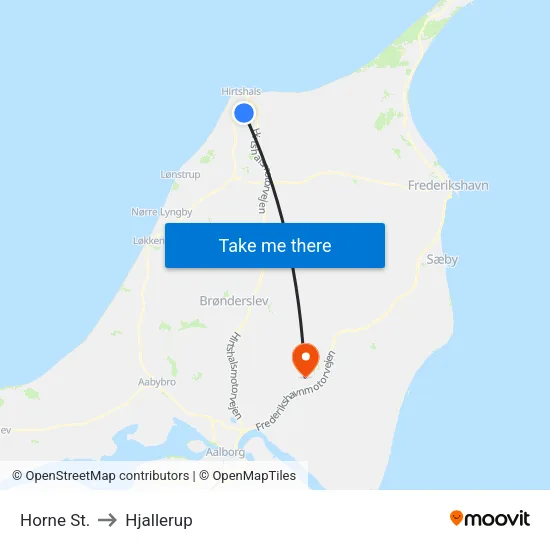 Horne St. to Hjallerup map