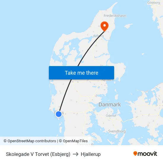 Skolegade V Torvet (Esbjerg) to Hjallerup map