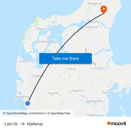 Lem St. to Hjallerup map