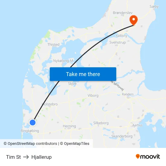 Tim St to Hjallerup map
