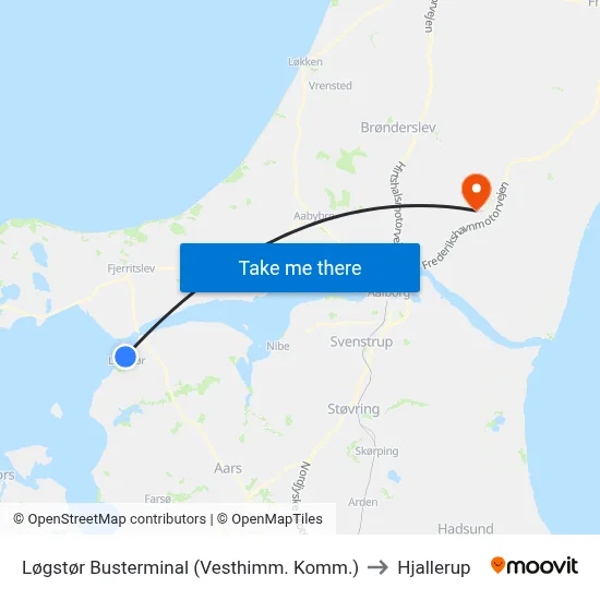 Løgstør Busterminal (Vesthimm. Komm.) to Hjallerup map