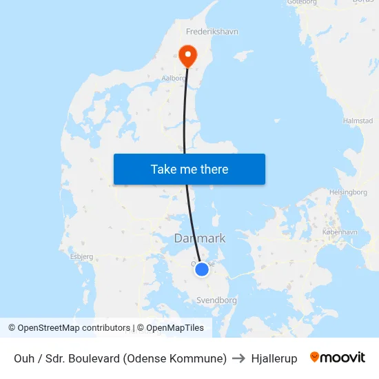 Ouh / Sdr. Boulevard (Odense Kommune) to Hjallerup map