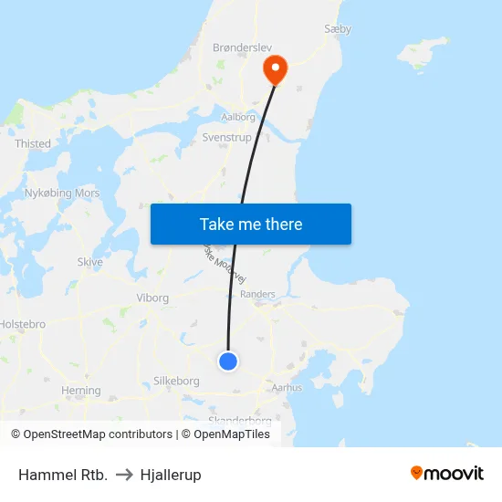 Hammel Rtb. to Hjallerup map