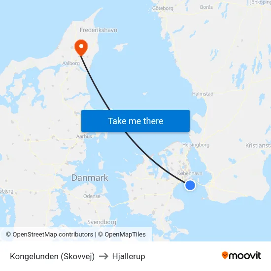 Kongelunden (Skovvej) to Hjallerup map