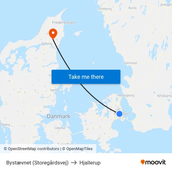 Bystævnet (Storegårdsvej) to Hjallerup map