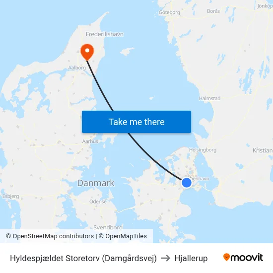 Hyldespjældet Storetorv (Damgårdsvej) to Hjallerup map