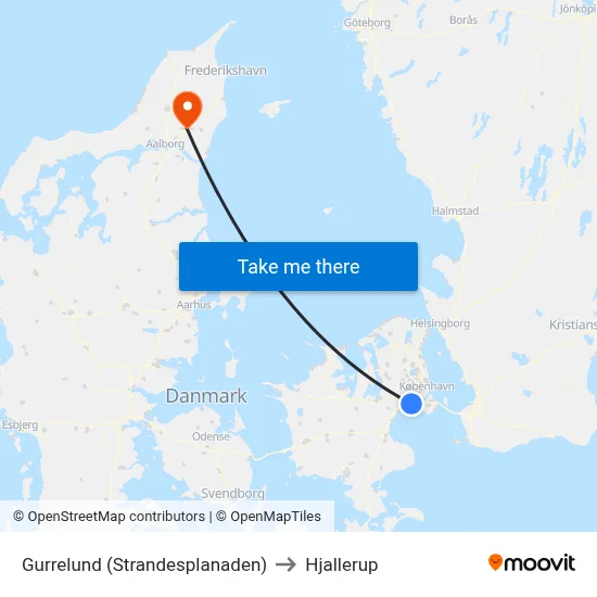Gurrelund (Strandesplanaden) to Hjallerup map