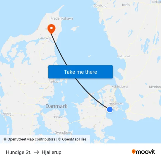 Hundige St. to Hjallerup map