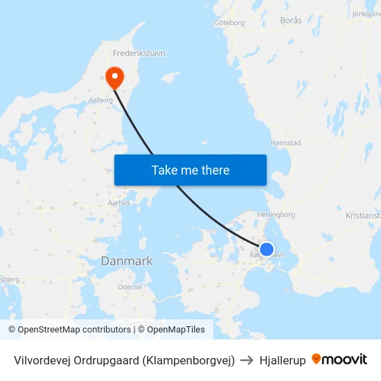 Vilvordevej Ordrupgaard (Klampenborgvej) to Hjallerup map