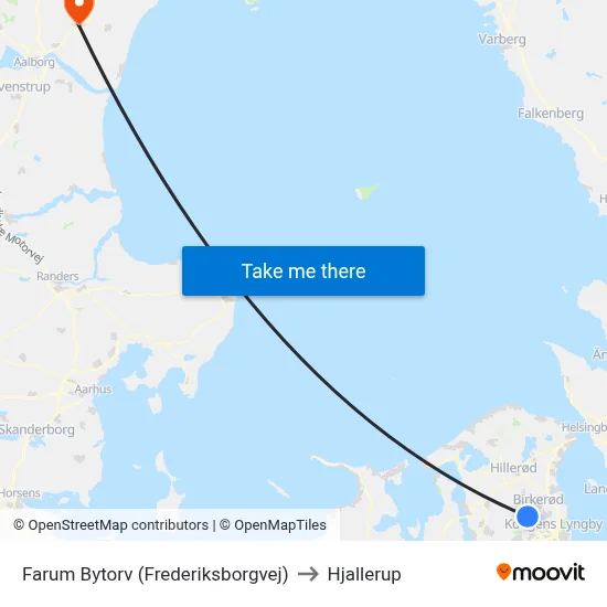 Farum Bytorv (Frederiksborgvej) to Hjallerup map