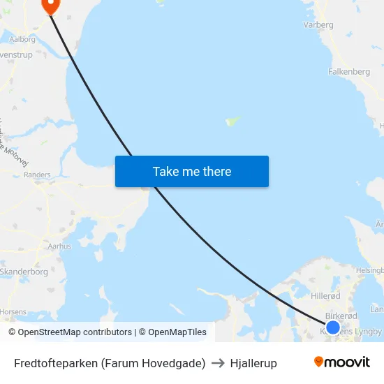 Fredtofteparken (Farum Hovedgade) to Hjallerup map