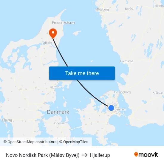 Novo Nordisk Park (Måløv Byvej) to Hjallerup map
