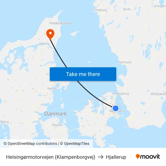 Helsingørmotorvejen (Klampenborgvej) to Hjallerup map