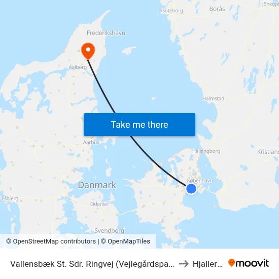 Vallensbæk St. Sdr. Ringvej (Vejlegårdsparken) to Hjallerup map