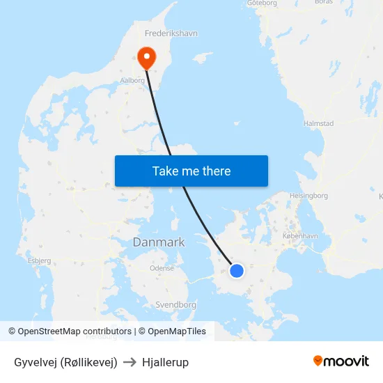 Gyvelvej (Røllikevej) to Hjallerup map