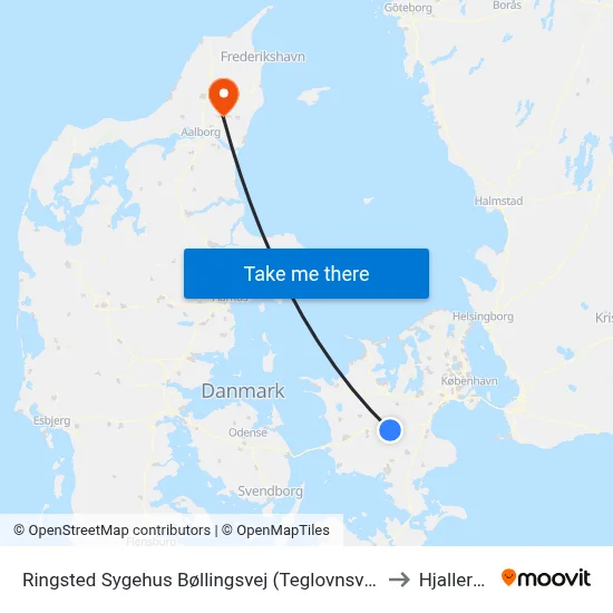 Ringsted Sygehus Bøllingsvej (Teglovnsvej) to Hjallerup map