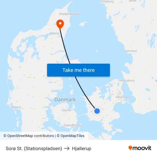 Sorø St. (Stationspladsen) to Hjallerup map