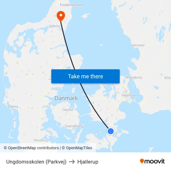 Ungdomsskolen (Parkvej) to Hjallerup map
