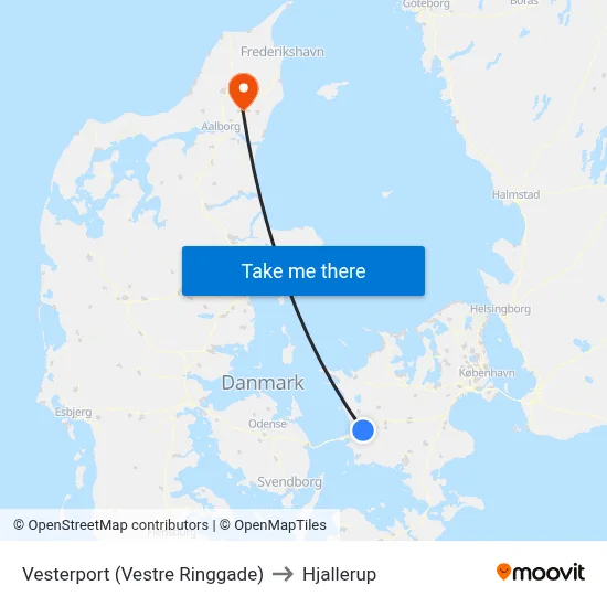 Vesterport (Vestre Ringgade) to Hjallerup map