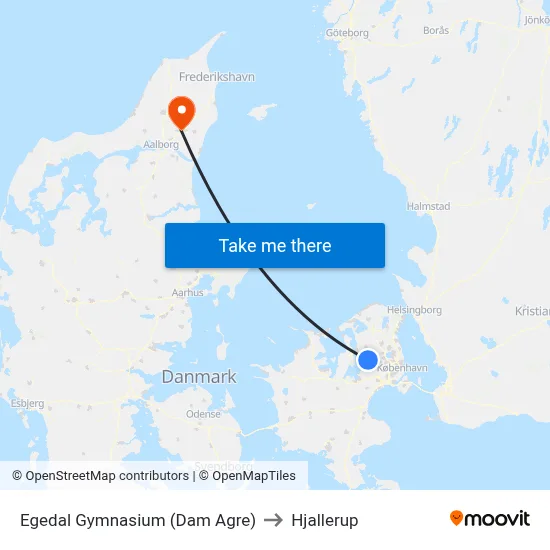 Egedal Gymnasium (Dam Agre) to Hjallerup map