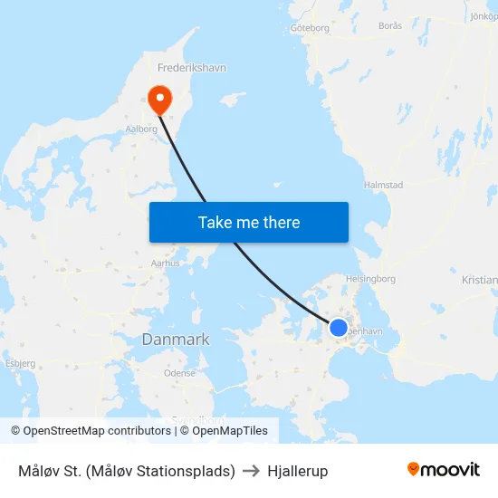 Måløv St. (Måløv Stationsplads) to Hjallerup map