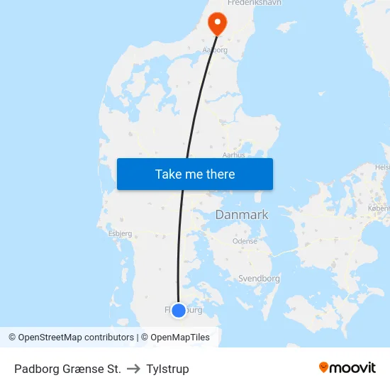 Padborg Grænse St. to Tylstrup map
