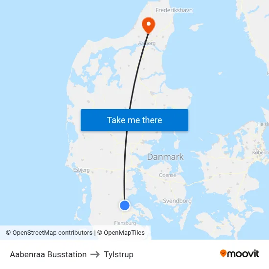 Aabenraa Busstation to Tylstrup map