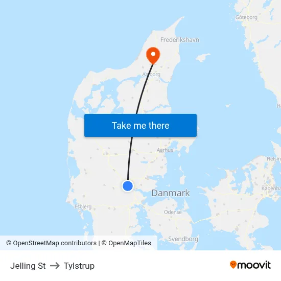 Jelling St to Tylstrup map