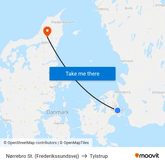 Nørrebro St. (Frederikssundsvej) to Tylstrup map