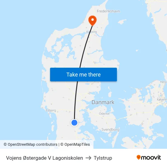 Vojens Østergade V Lagoniskolen to Tylstrup map