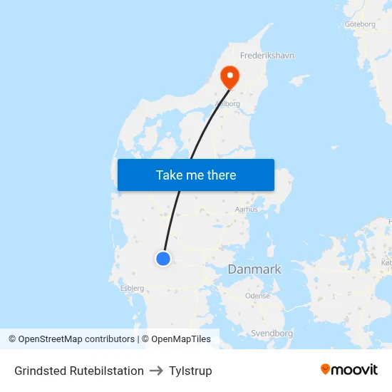 Grindsted Rutebilstation to Tylstrup map