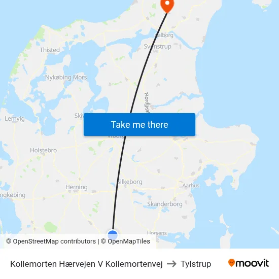 Kollemorten Hærvejen V Kollemortenvej to Tylstrup map
