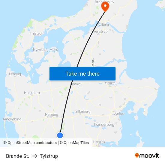 Brande St. to Tylstrup map