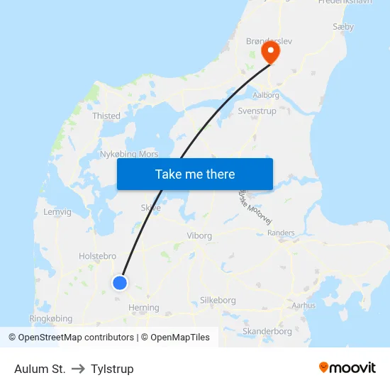 Aulum St. to Tylstrup map