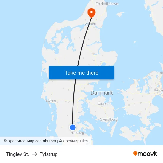 Tinglev St. to Tylstrup map
